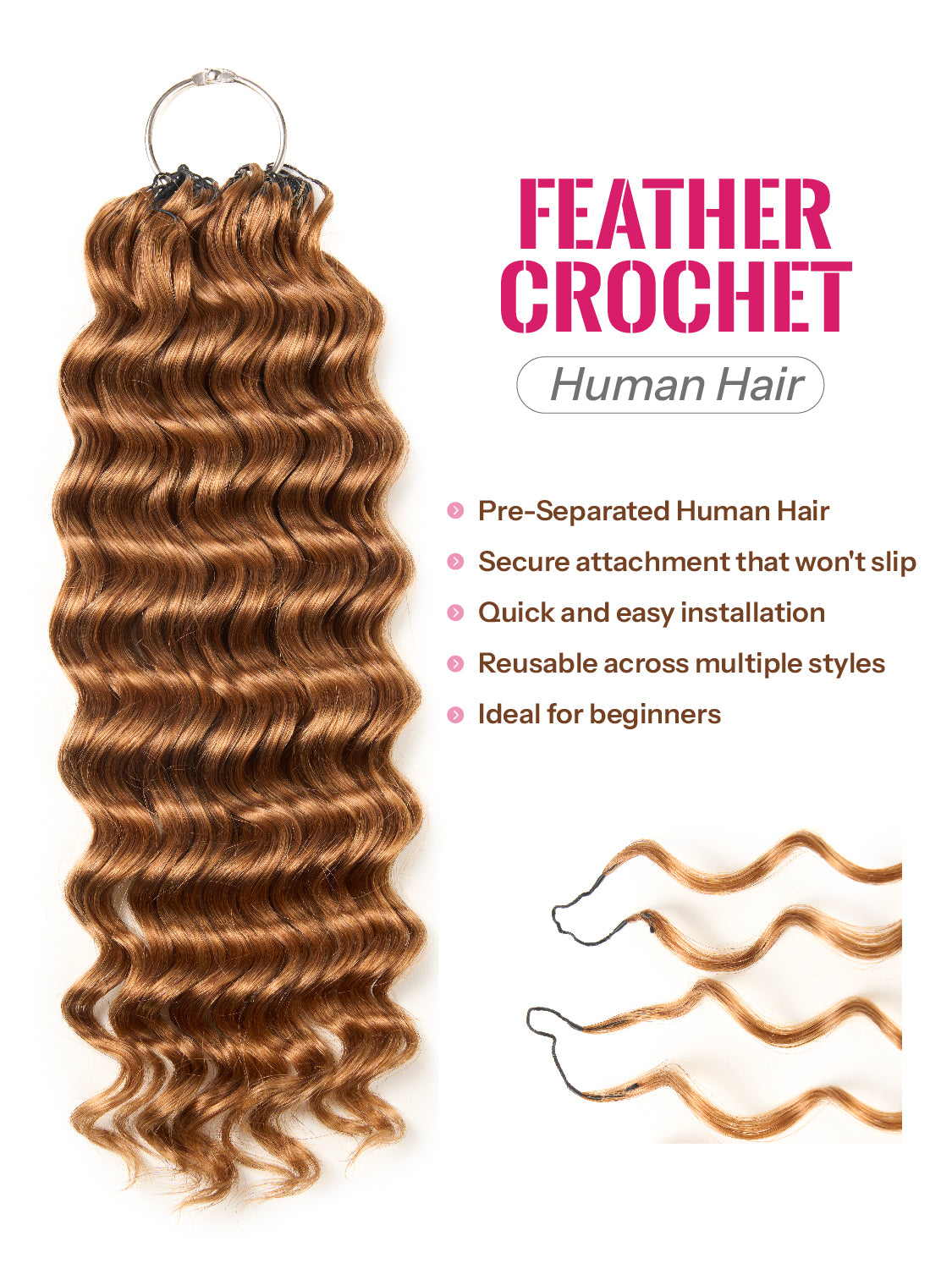 Newmiss Deep Wave Crochet Hair Curly Braiding Hair Machine Made Feather Human Hair Extension For Black Women