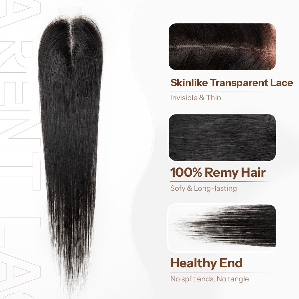 NEWMISS Hair Kim K Middle Part Closure Pre-plucked with Natural Hairline - newmiss hair