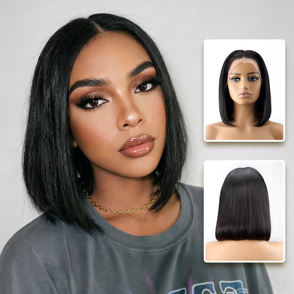 Newmiss Natural Black 180% Density Short Bob Wigs for Black Women - newmiss hair